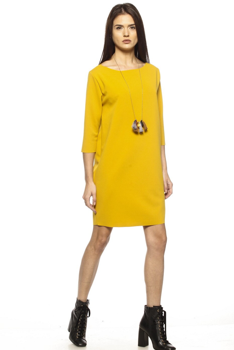 Rochie scurta, cu accesoriu, MIYU, ocru