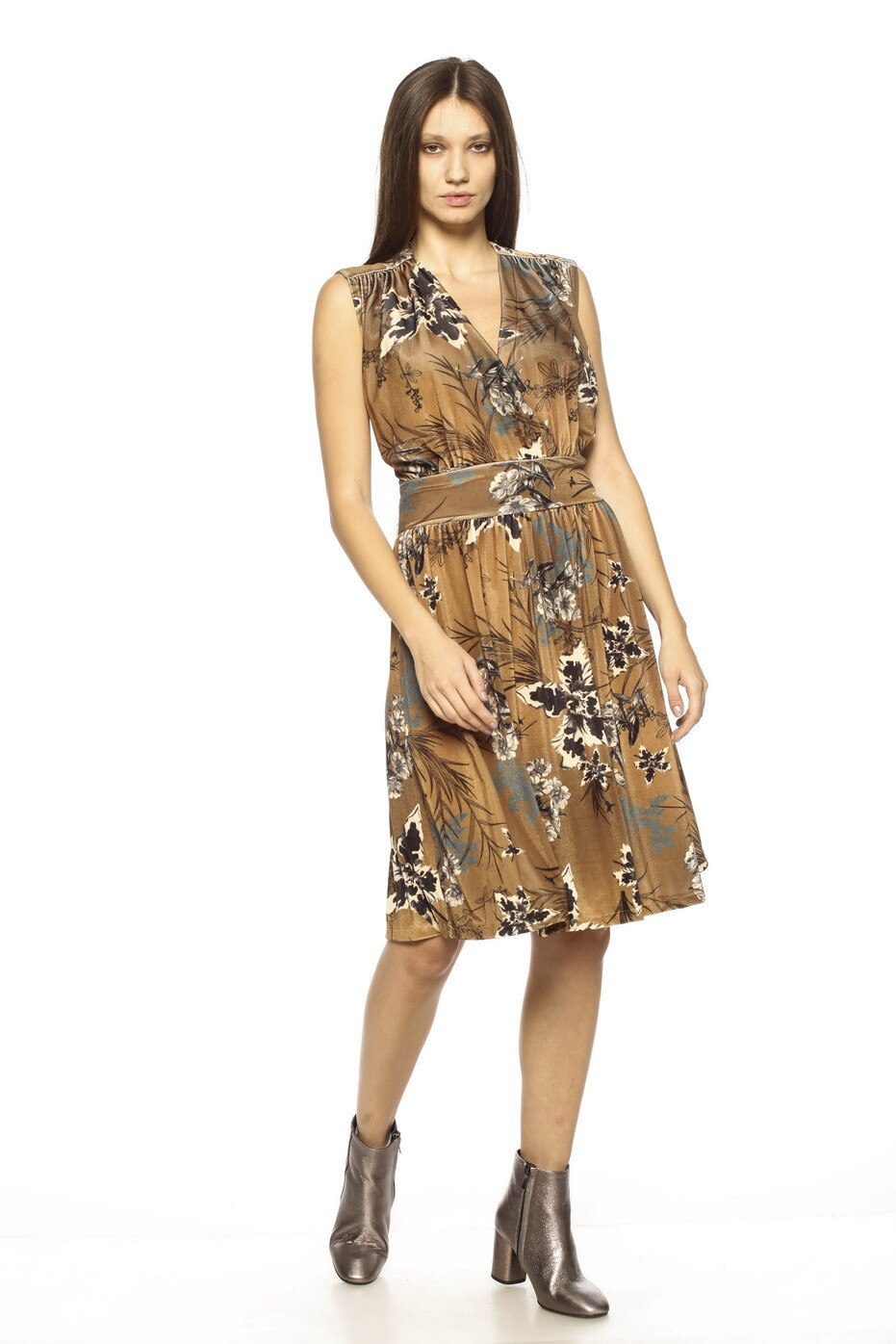 Rochie de zi, din catifea imprimata, MIYU, multicolora