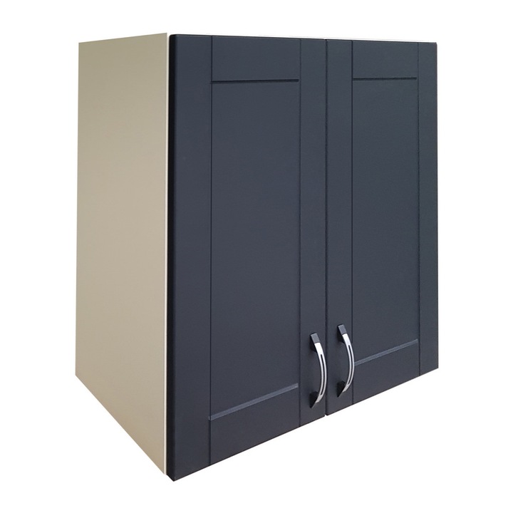 Corp superior 2 usi Pescara, pal vanilie / usi MDF negru, 80 x72x32 cm, Lxhxa