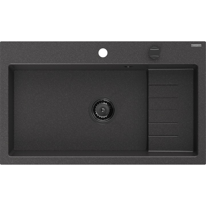 Chiuvetă granit Mexen Omar, 1 compartiment, negru cu puncte, 800x480mm, sifon negru