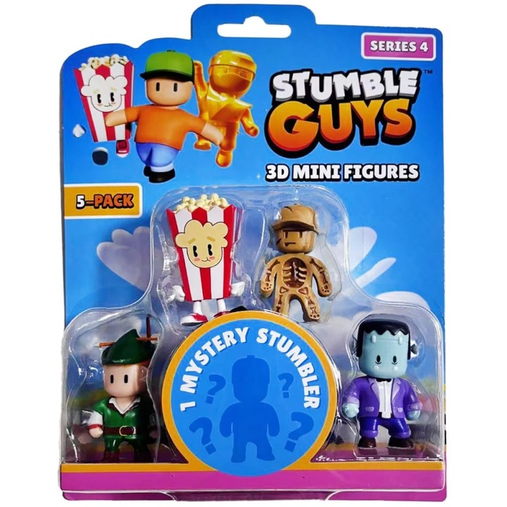 Set 5 mini figurine 3D Stumble Guys, Seria 4, multicolor, 16x4x22cm
