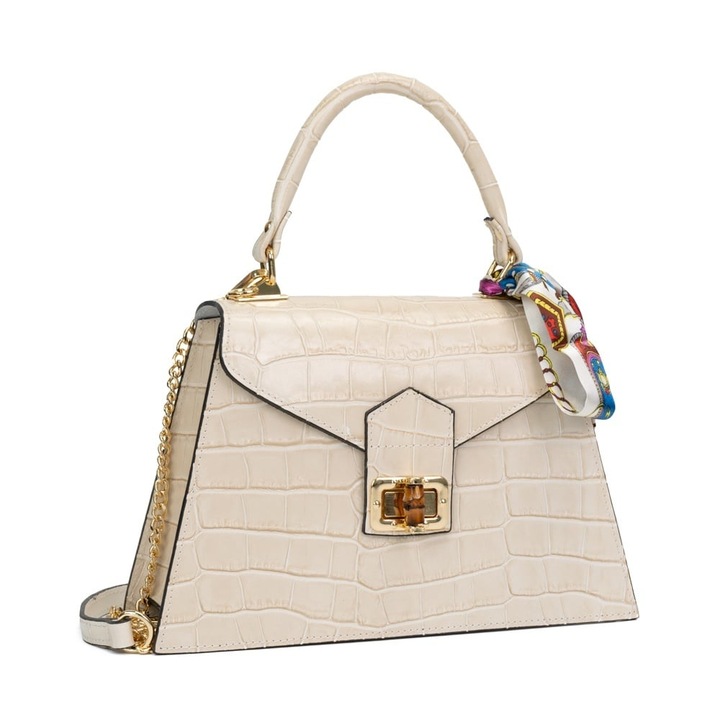 Poseta Piele Noemi - Bej, Geanta Casual din Piele Naturala, Geanta, Genti