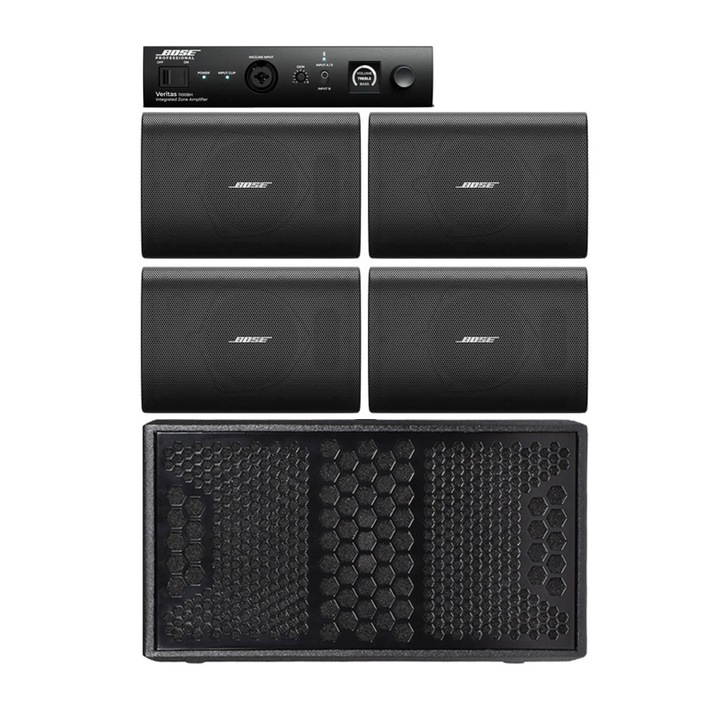 Sistem audio Bose Premium cu 4 boxe Freespace FS4SE, subwoofer activ 400W, negru, pentru pub-uri și restaurante
