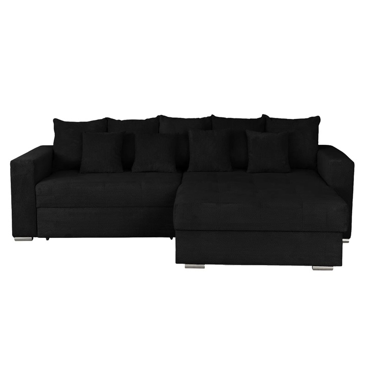 Coltar extensibil Expomob FELIX, cu arcuri si lada depozitare, colt interschimbabil, dimensiune 266x165x90 cm, culoare negru