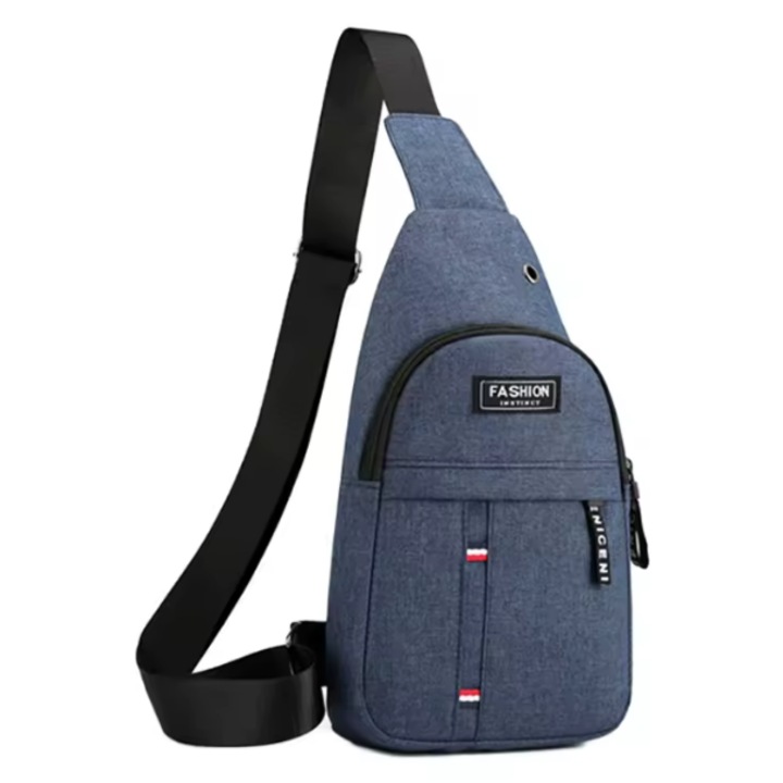 Férfi alkalmi sport válltáska, Crossbody, vászon anyag, fejhallgató port, méretek 31x17x6cm, kék