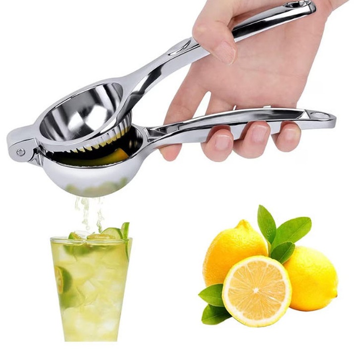 Rqiurpn kézi citrusprés, rozsdamentes acél, 22x7x4.5cm, ezüst