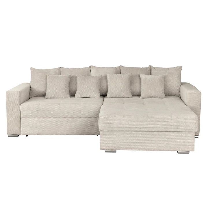 Coltar extensibil Expomob FELIX, cu arcuri si lada depozitare, colt interschimbabil, dimensiune 266x165x90 cm, culoare bej