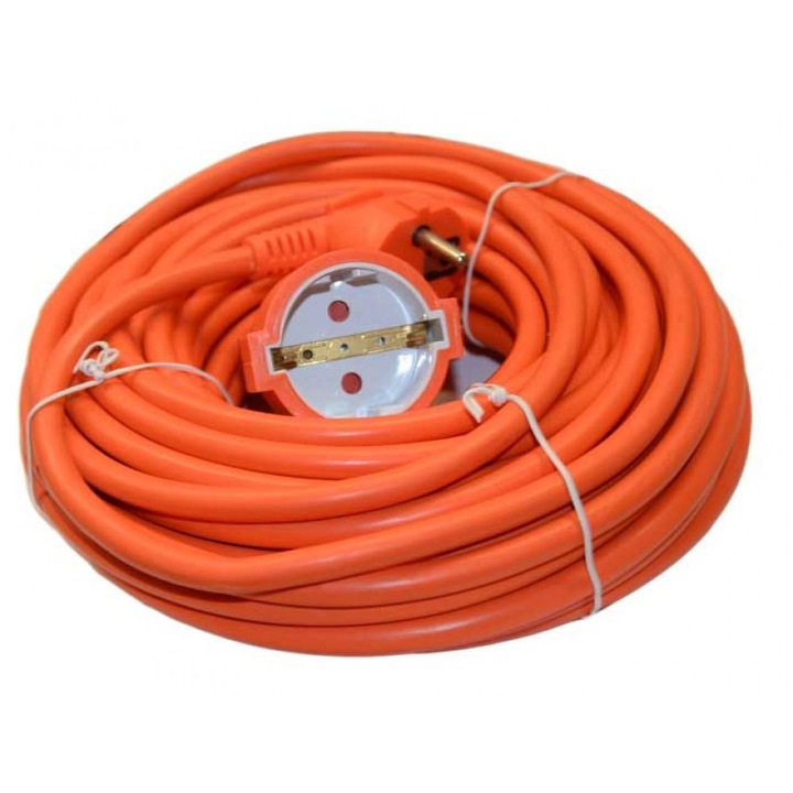 Удължител с кабел Lightex, 3х1.5mm, 15 метра, max.3500W, IP20, 250V, С щепсел и контакт, Оранжев