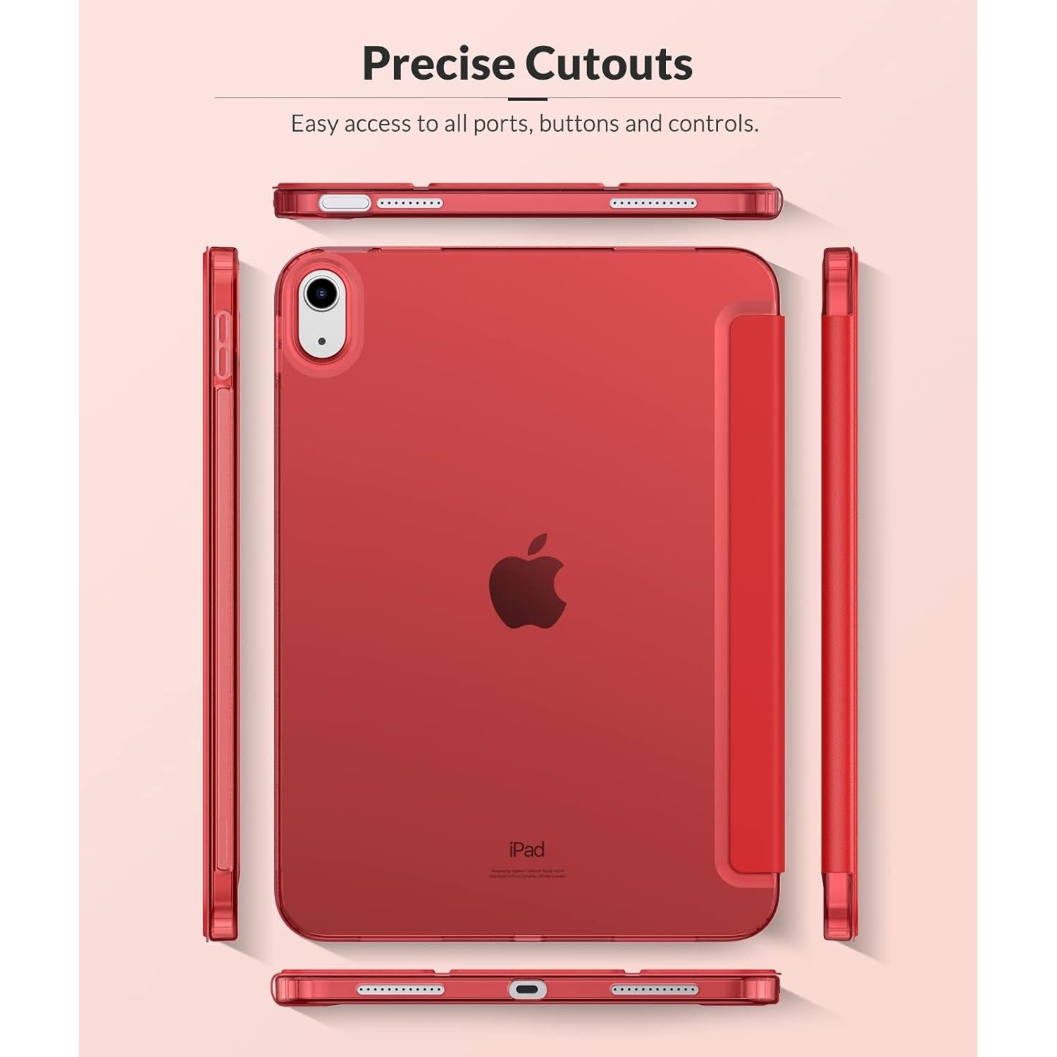 Husa premium Sigloo, compatibila cu iPad 11" (Gen. 11, 2025) / iPad 10.9" (Gen. 10, 2022) – Slim, Tri-Fold Magnetic, Piele Ecologica, Rosu