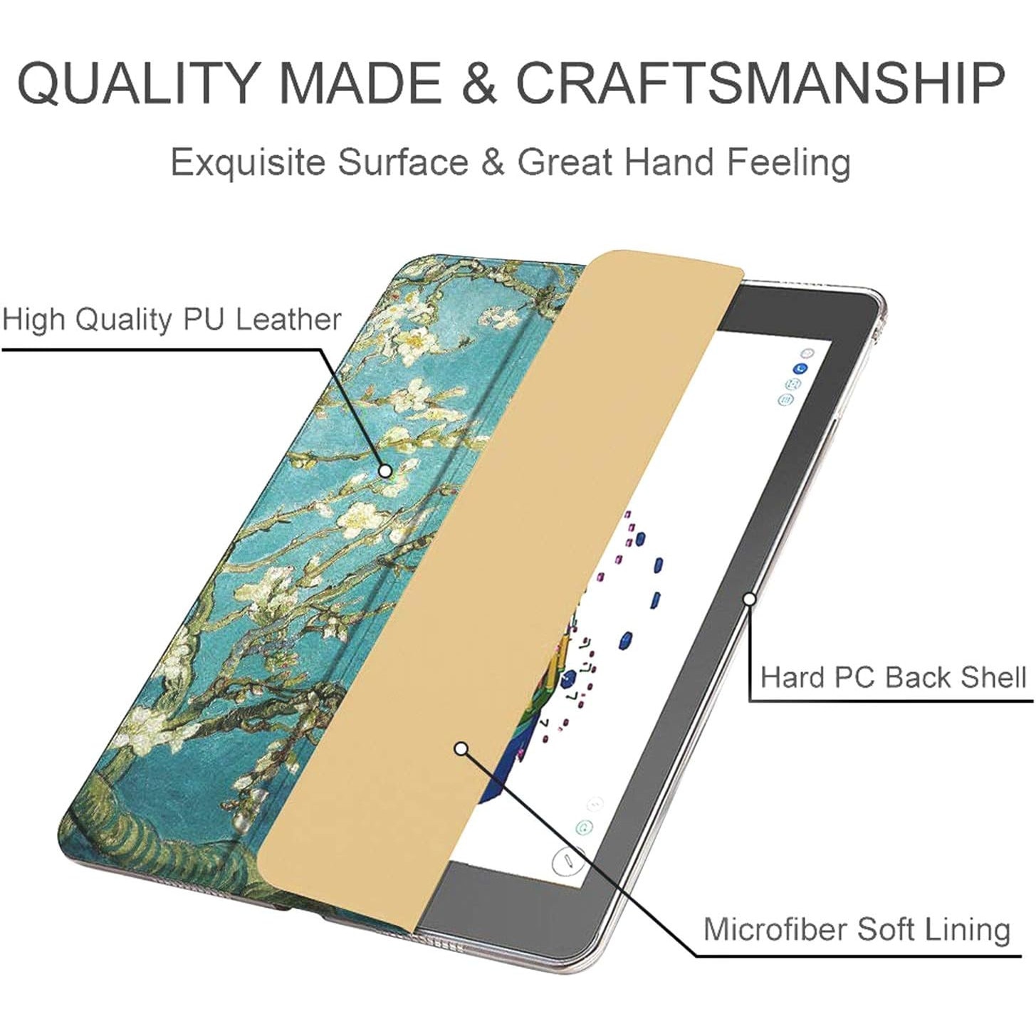 Husa Sigloo pentru tableta iPad 11" (Gen. 11, 2025) / iPad 10.9" (Gen. 10, 2022) – Slim, Tri-Fold Magnetic, Piele Ecologica, Painted Tree