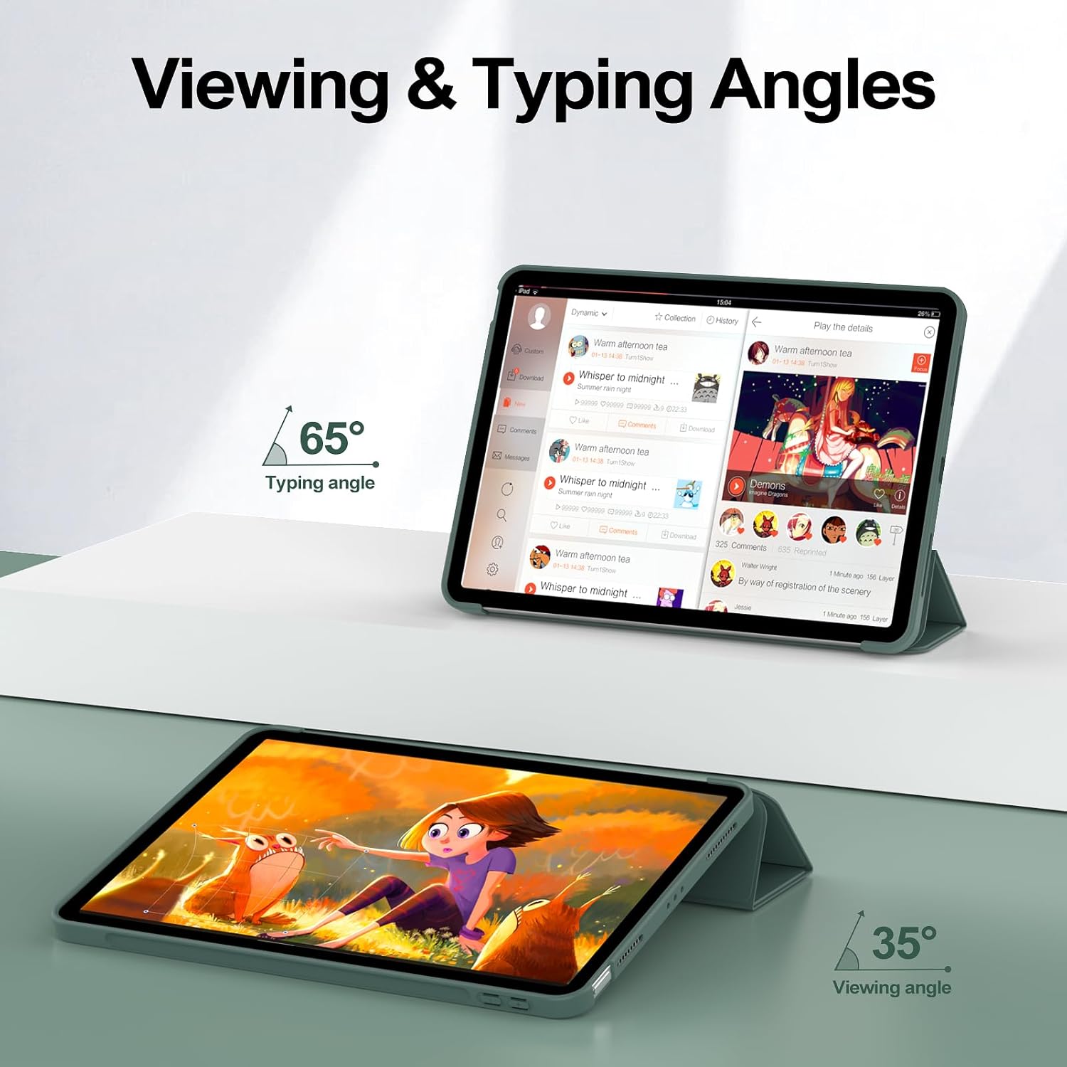 Husa premium Sigloo, compatibila cu iPad 11" (Gen. 11, 2025) / iPad 10.9" (Gen. 10, 2022) – Slim, Tri-Fold Magnetic, Piele Ecologica, Verde