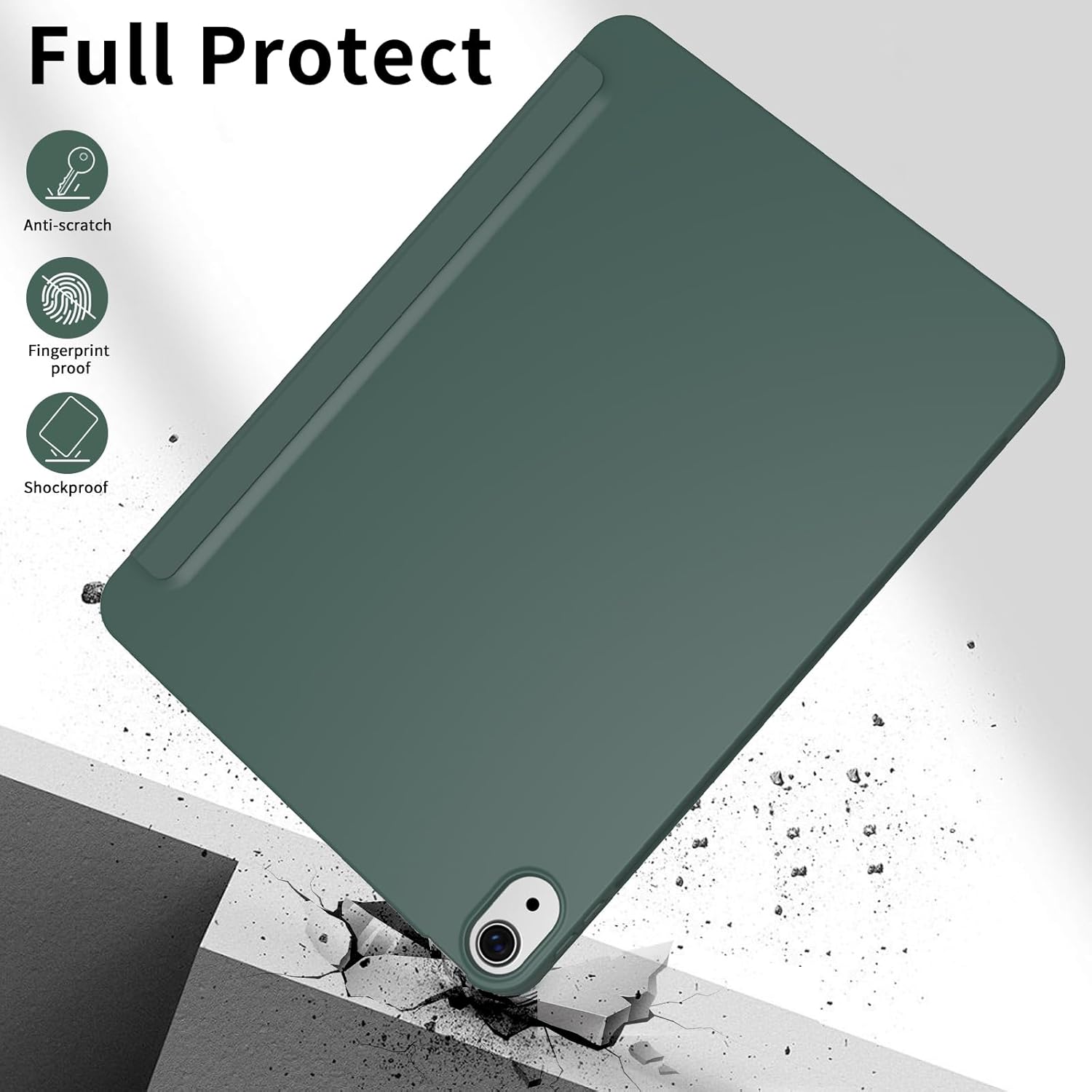 Husa premium Sigloo, compatibila cu iPad 11" (Gen. 11, 2025) / iPad 10.9" (Gen. 10, 2022) – Slim, Tri-Fold Magnetic, Piele Ecologica, Verde