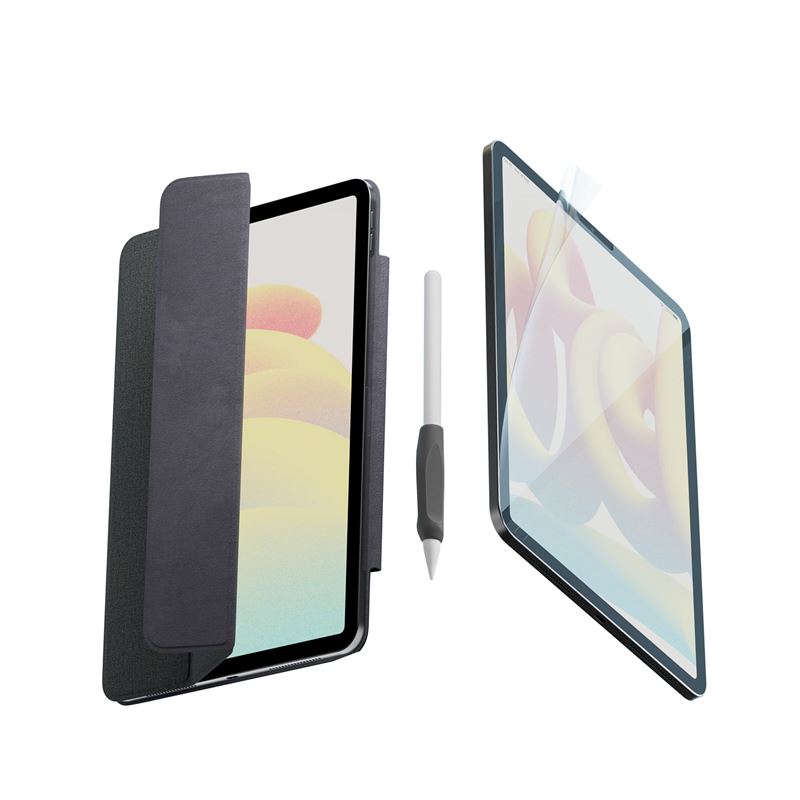 Kit protectie Folio Paperlike, Husa si 2 Folii protectie ecran, compatibil cu iPad Pro 11 inch/iPad Air 10.9 inch, Negru/Transparent