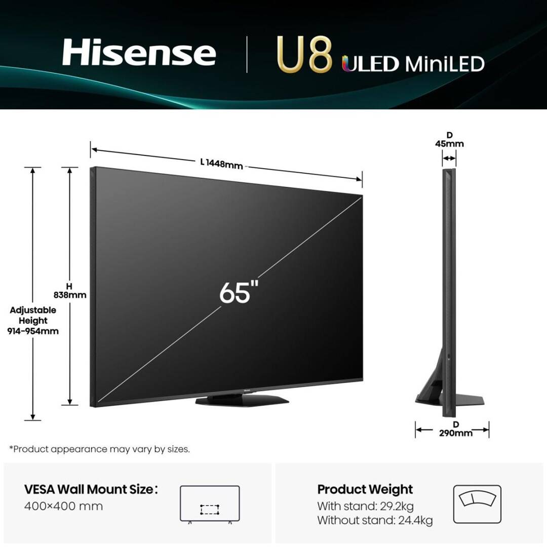 Televizor Hisense 65U8Q 4K Ultra HD Smart Wi-Fi 165.1cm 65inch