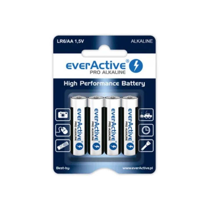 Baterii alcaline everActive Pro, LR6/AA, 4 BUC./BL
