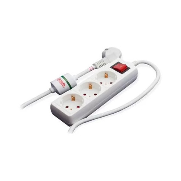 Prelungitor 3-way cu comutator și protecție, 3m, 220V, 16A, SONO 3KX3.0