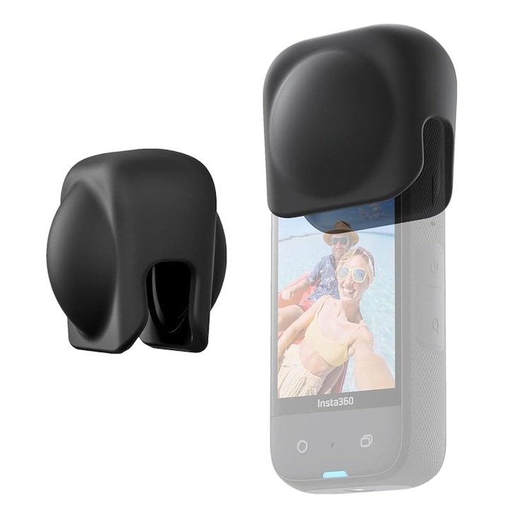 Протектор за лещи Surewo, Съвместим с Insta 360 X5, силиконов, черен