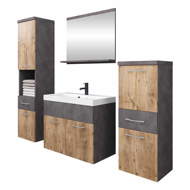 Set mobilier de baie Lumia, MIRJAN 24, 60x47x35cm, 30x133x30cm, 30x83x30cm