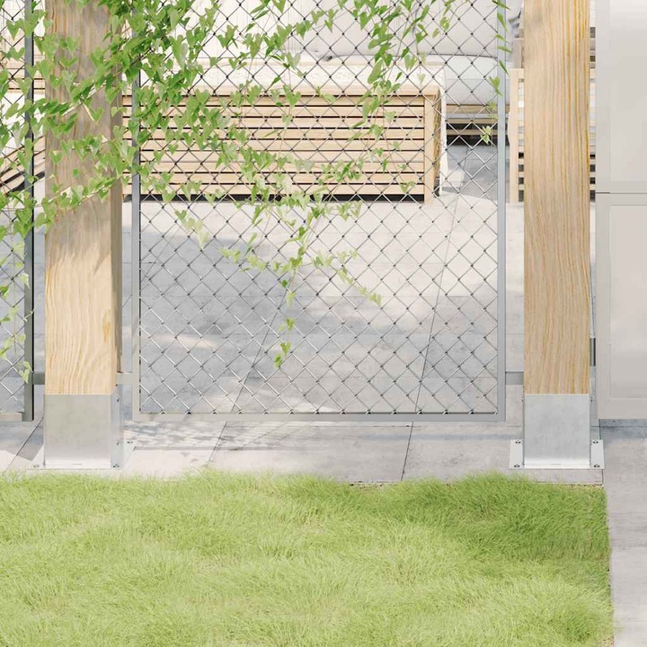 Gossi baze stalp patrate 12 buc argintiu 141x141 mm otel galvanizat