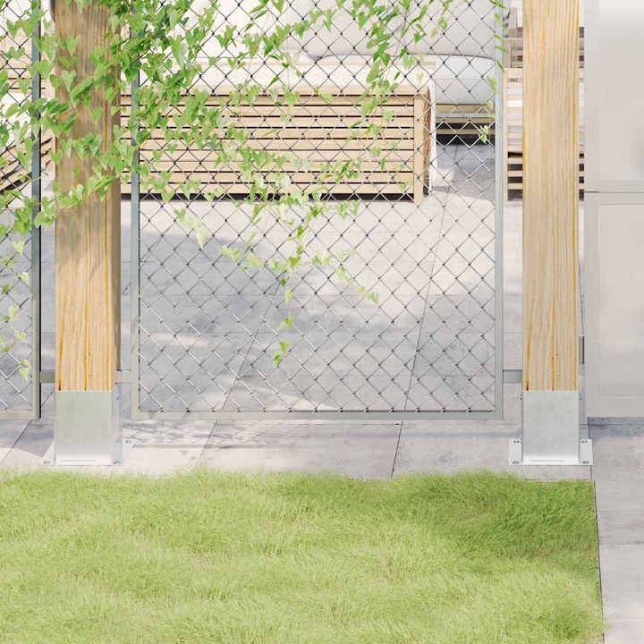 Gossi baze stalp patrate 12 buc argintiu 121x121 mm otel galvanizat