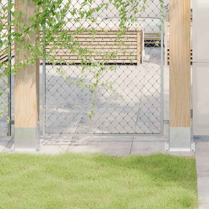 Gossi baze stalp patrate 4 buc argintiu 141x141 mm otel galvanizat