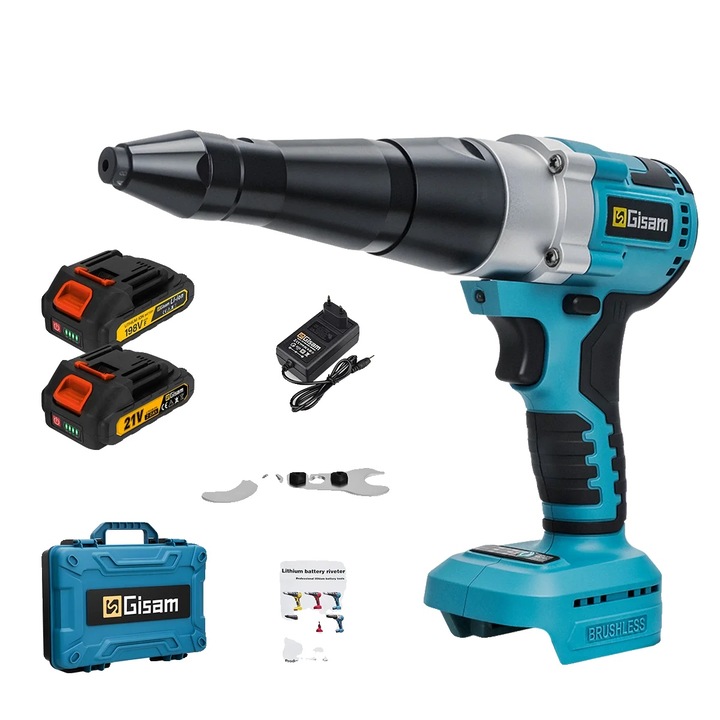 Pistol de nituit, 720W, operare automata, 2 acumulatori, cutie plastic