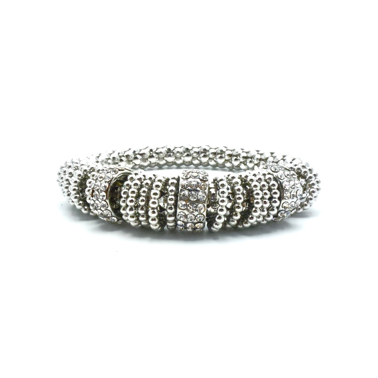 Bratara fashion Luxor Gioielli elastica cu charmuri rotunde cu strasuri si bilute