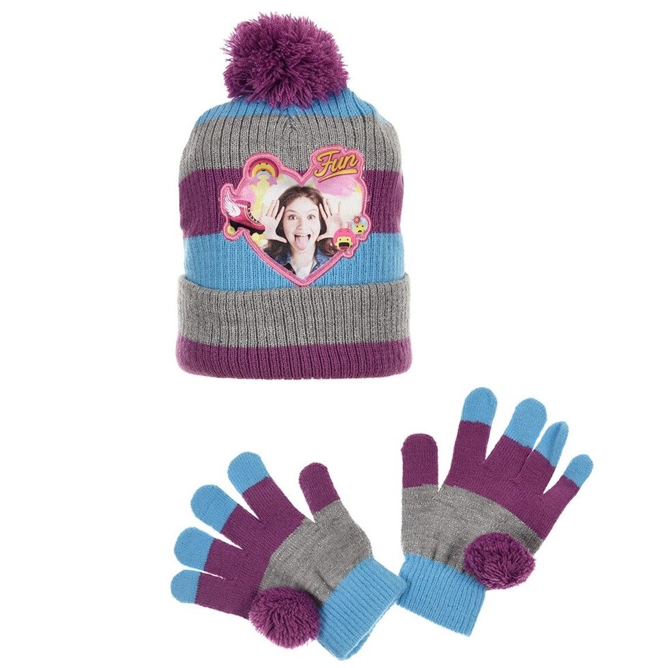 Set caciula + manusi Soy Luna, Gri, 52 cm