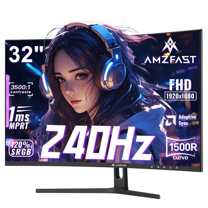 Monitor De Gaming Curbat Amzfast Amzg32C3F 32 Inci, 240Hz, 1920x1080, 1500R, HDMI 2.0, DisplayPort 1.4