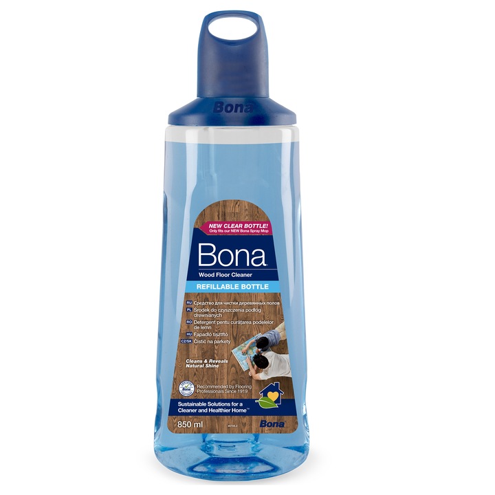 Cartus Bona pentru Spray Mop – detergent parchet lacuit 0.85 L, reumplere rapida din varianta Rezerva 4L