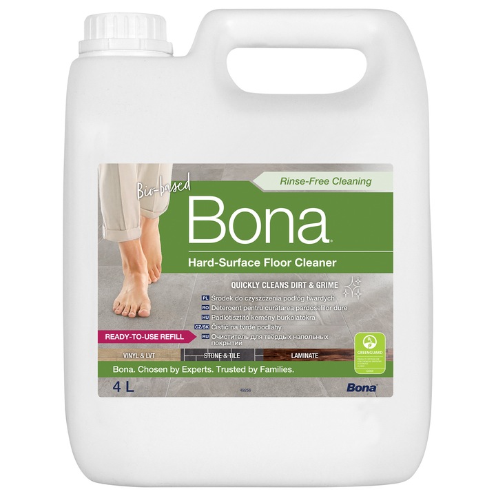 Detergent Bona Rezerva economica 4 L,pentru SPC, LVT, Ceramica, laminat, piatra, bio-based, pe baza de apa