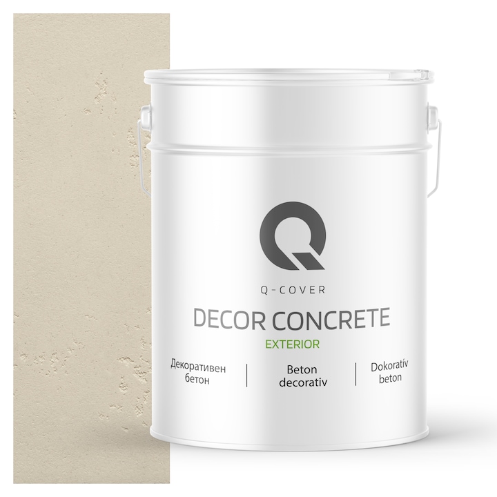 Beton decorativ pentru exterior, Q-COVER, Bej deschis F751, Gata de utilizare, Pe baza de dispersie acrilica si siliconica, Stabilitate a culorii, Rezistenta buna la socuri, zgariere, uzura, Durabilitate, Ornamental, 15KG