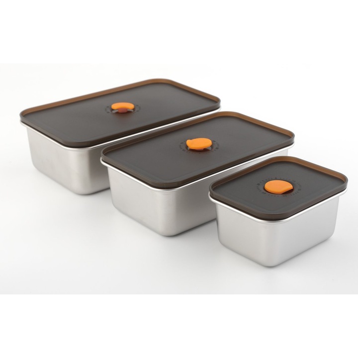 Set 3 caserole Carl Schmidt Sohn, inox/plastic, 0.4 l/ 1 l / 1.25 l, alb/negru