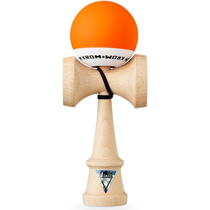Kendama Pop Rubber KROM Fabricat din lemn de fag certificat - Calitate superioara a lemnului - Pentru incepatori si profesionisti - Pachet: Cordon de schimb +, porocaliu