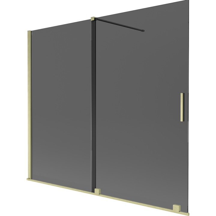 Paravan de baie Mexen Velar, 2 usi glisante, grafit, auriu slefuit, 180x150cm
