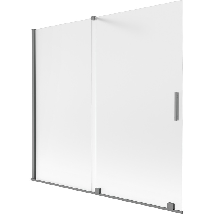 Paravan cada Mexen Velar, 2 usi glisante, sticla inghetata, metal pistol, 170x150cm