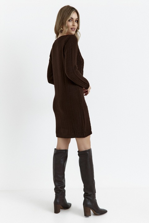 Rochie de dama, Bewear, M713, cu lungime pana la genunchi, Maro, L-XL