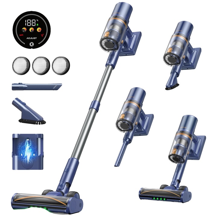 Безжична прахосмукачка Laresar V11, мощност на засмукване 75000PA, 90 минути автономност, 25.5x29x118см