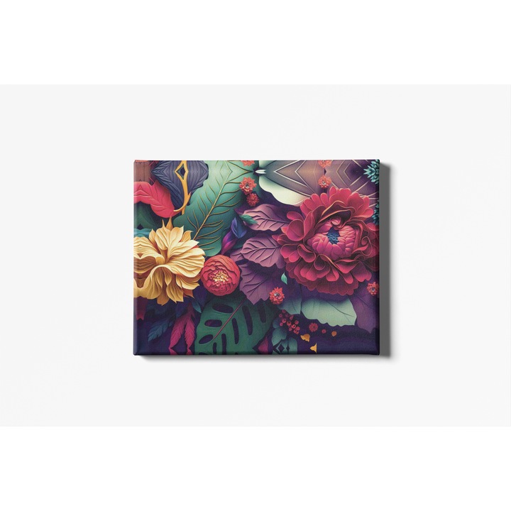 Tablou Canvas Flori, Tablou Decorativ Vibrant, Contrast Cromatic, Canvas pe sasiu de lemn, 40x60cm