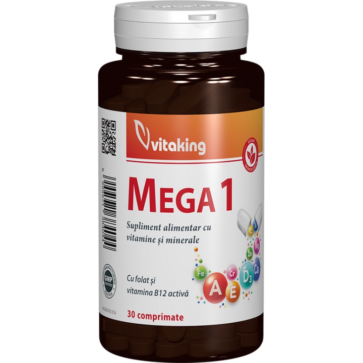 Multivitamina cu minerale si folat Mega 1, Vitaking, 30 comprimate