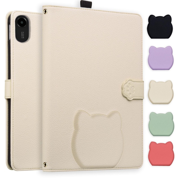 Калъф за таблет Xiaomi Redmi Pad 2 Cat Skin-feel Litchi кожа, кайсиево бял