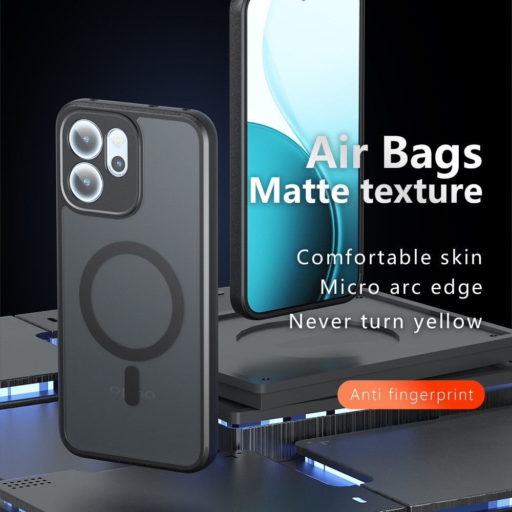 Husa premium pentru Oppo Reno 14F, 14FS 5G CareFree Defender, cu MagSafe, Design Slim & Protectie Completa, Never-Yellow, anti-amprente - negru mat