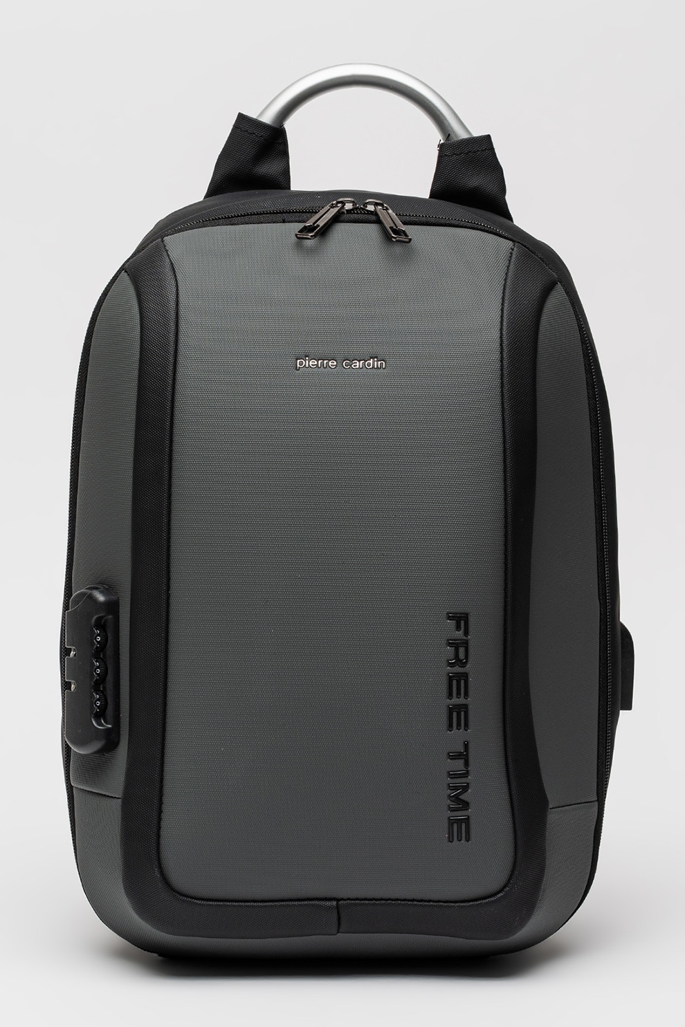 Pierre Cardin, Rucsac pentru laptop cu maner metalic, Gri inchis