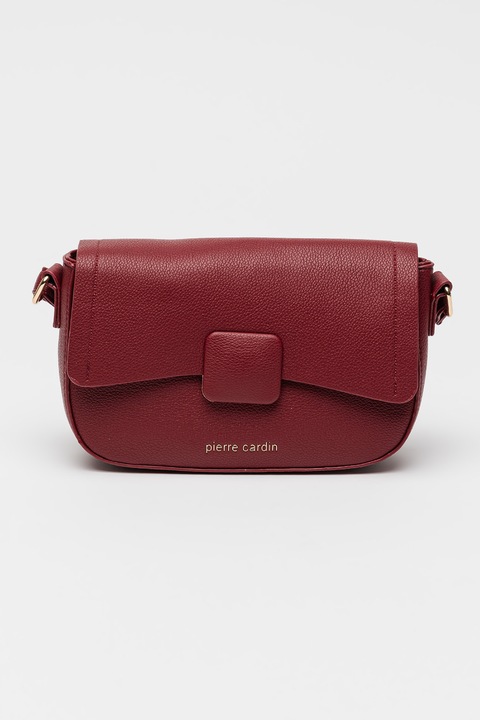 Pierre Cardin, Keresztpántos műbőr táska fedőlappal, Bordó