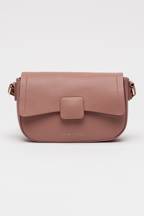 Pierre Cardin, Keresztpántos műbőr táska fedőlappal, Púderrózsaszín