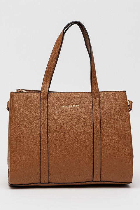 Pierre Cardin, Tote fazonú műbőr táska levehető vállpánttal, Karamellbarna