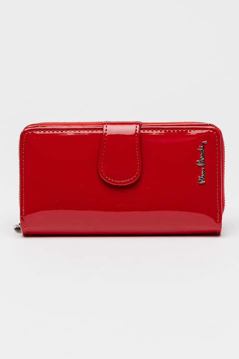 Pierre Cardin, Лачено кожено портмоне с цип, Червен