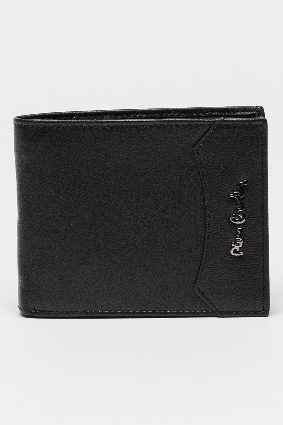 Pierre Cardin, Portofel pliabil de piele cu logo, Negru