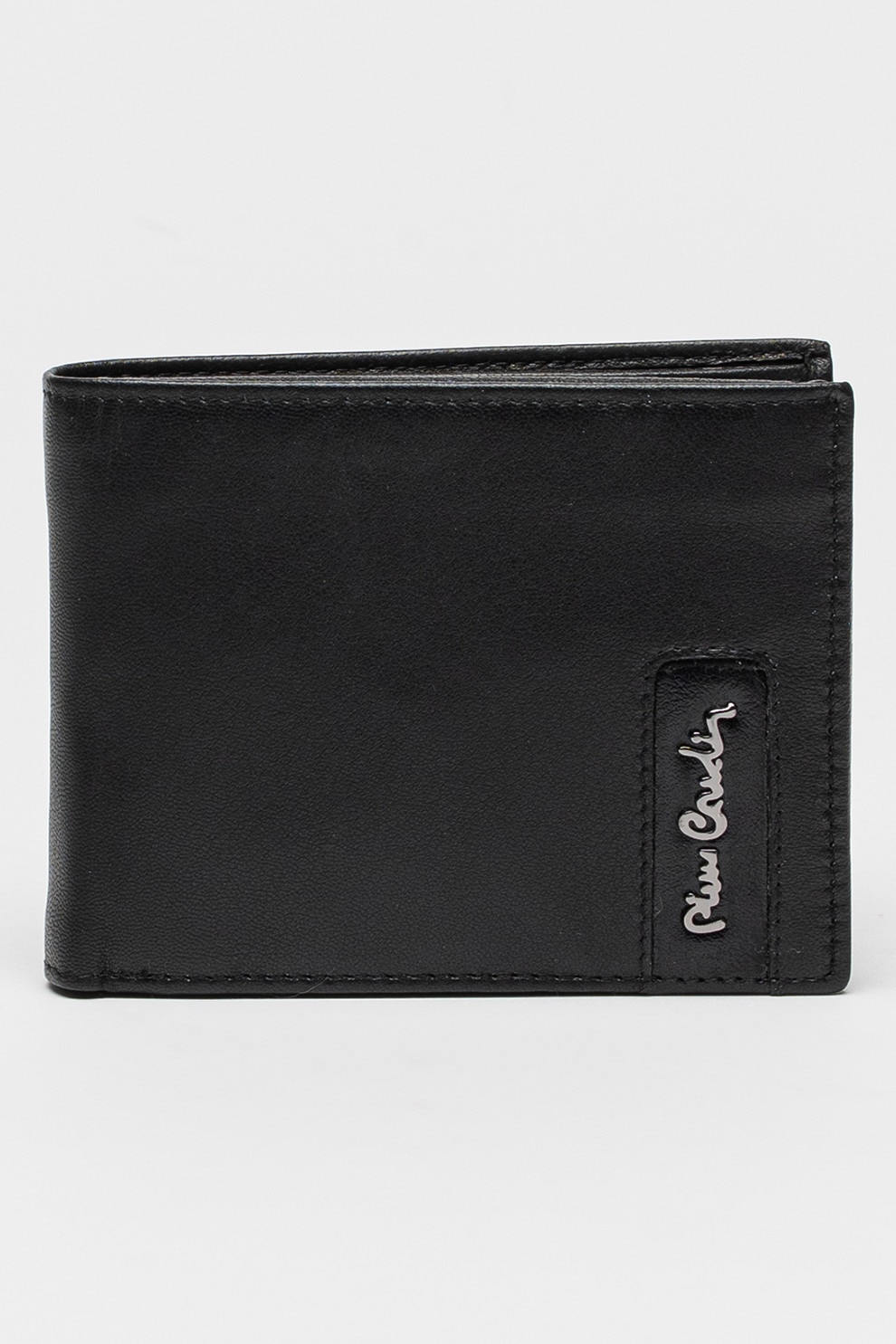 Pierre Cardin, Portofel pliabil de piele cu logo, Negru