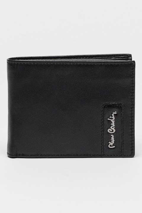 Pierre Cardin, Кожен портфейл с двойно прегъване с лого, Черен